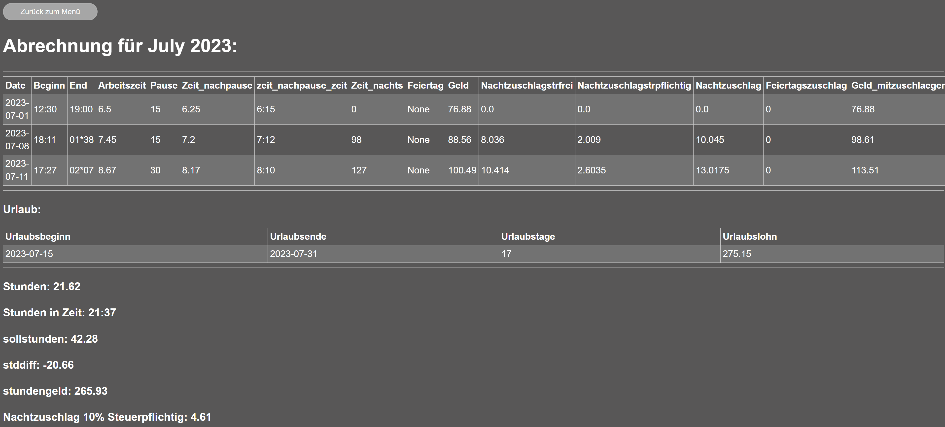 Screenshot vom Better Atoss Projekt